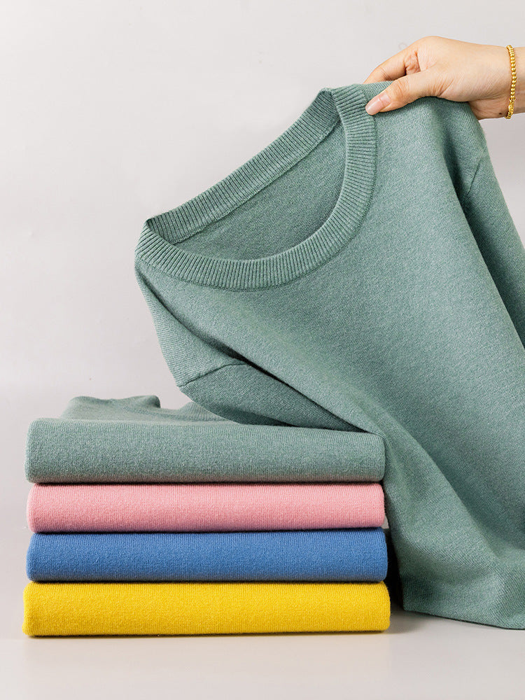 Mens Loose-fit Oversized Crew-neck Knit Sweater