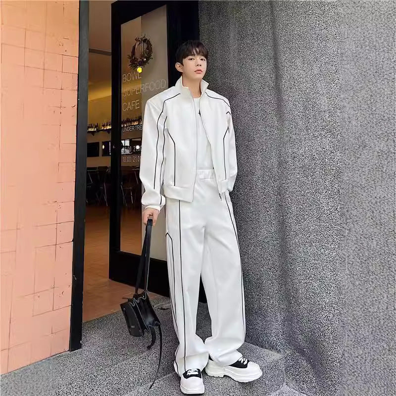Sleek Edgy Casual Wide-leg Pants Sports Suit With Wide-leg Pants