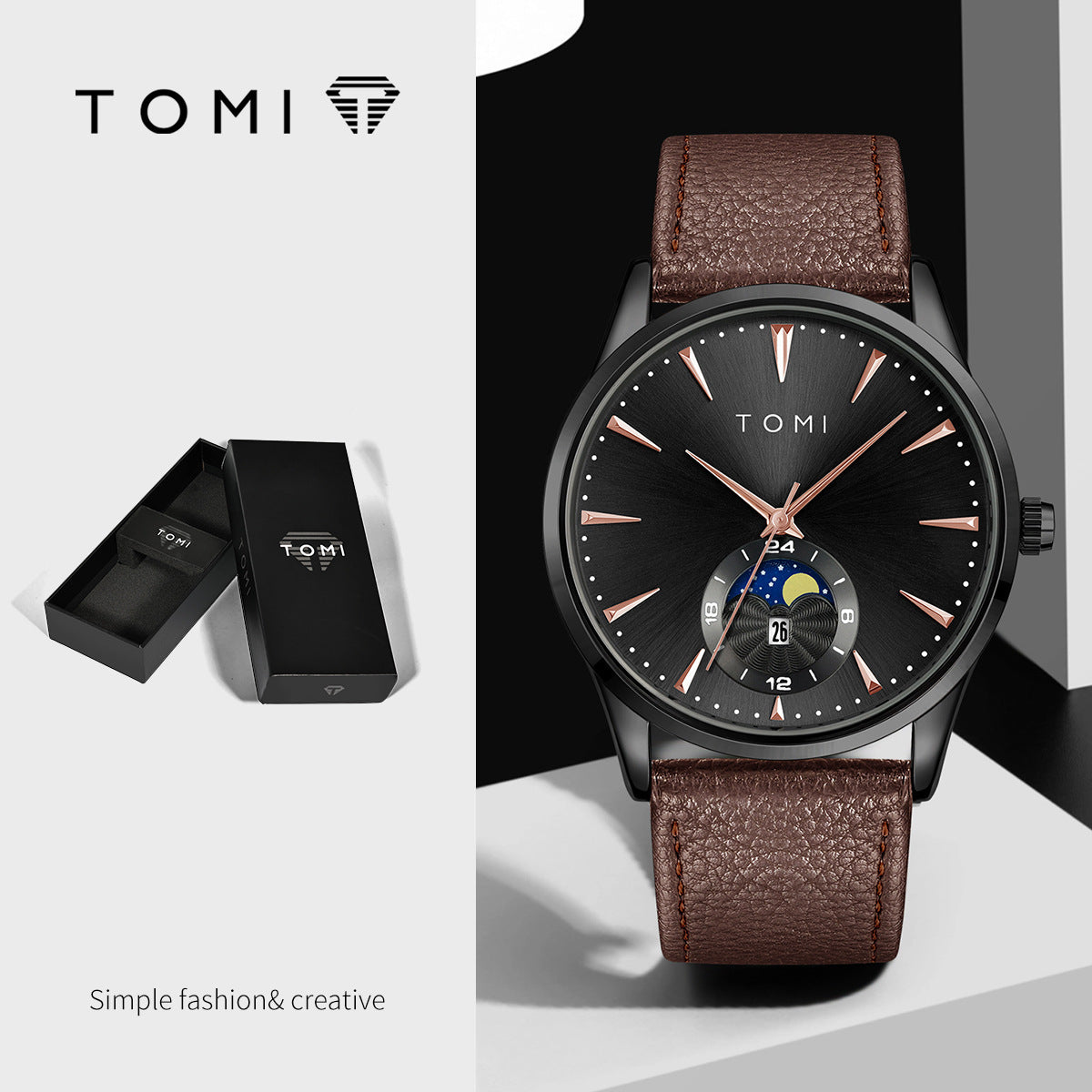 Korean-style Fashionable Round Watch For Men And Women, Simple And Casual