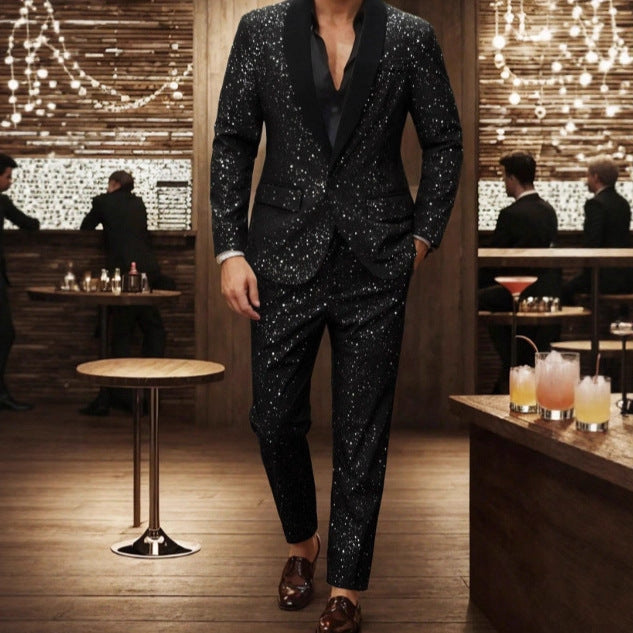 Mens Shiny Suit Jacket And Pants Set