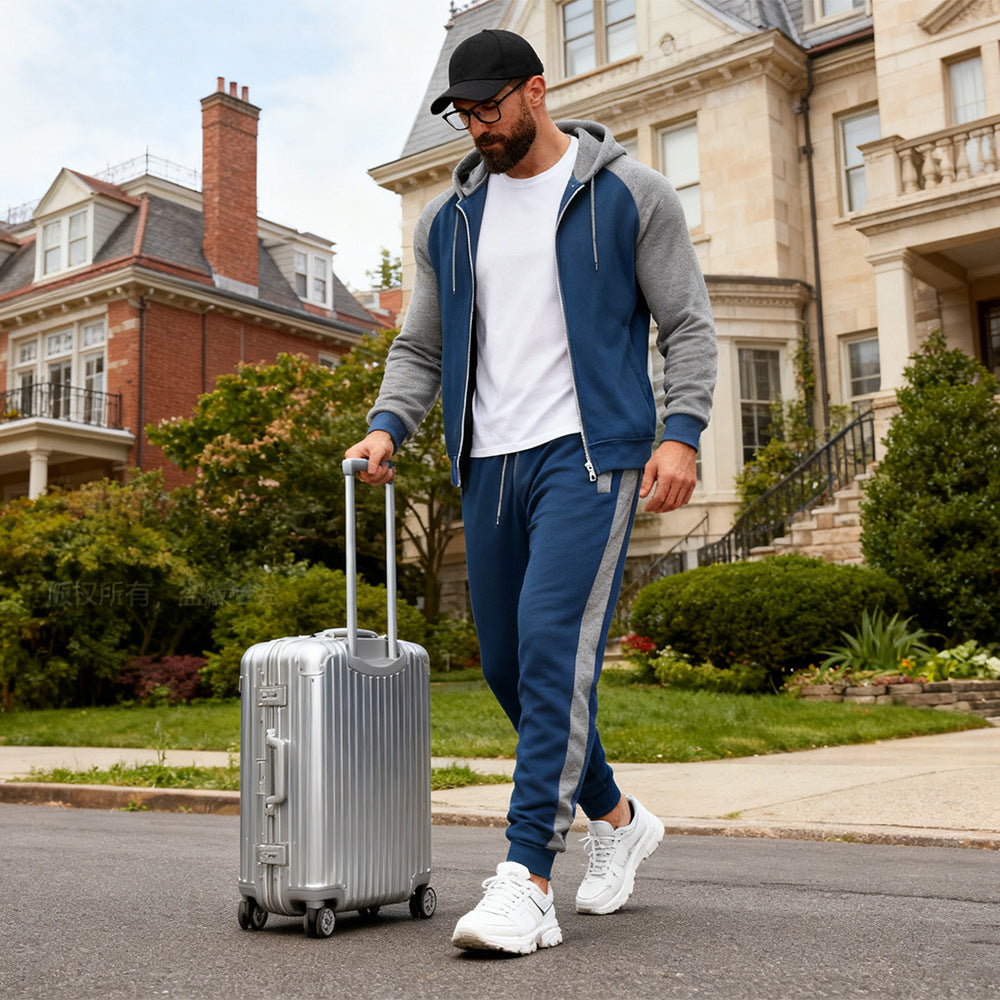 Color-block Raglan-sleeve Hooded Sweatshirt Men's Casual Sportswear