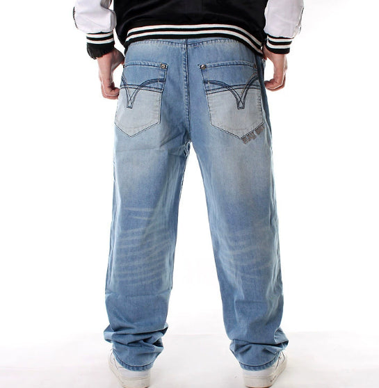 European And American Hip-hop Jeans Men's Casual Loose Pants Plus Size