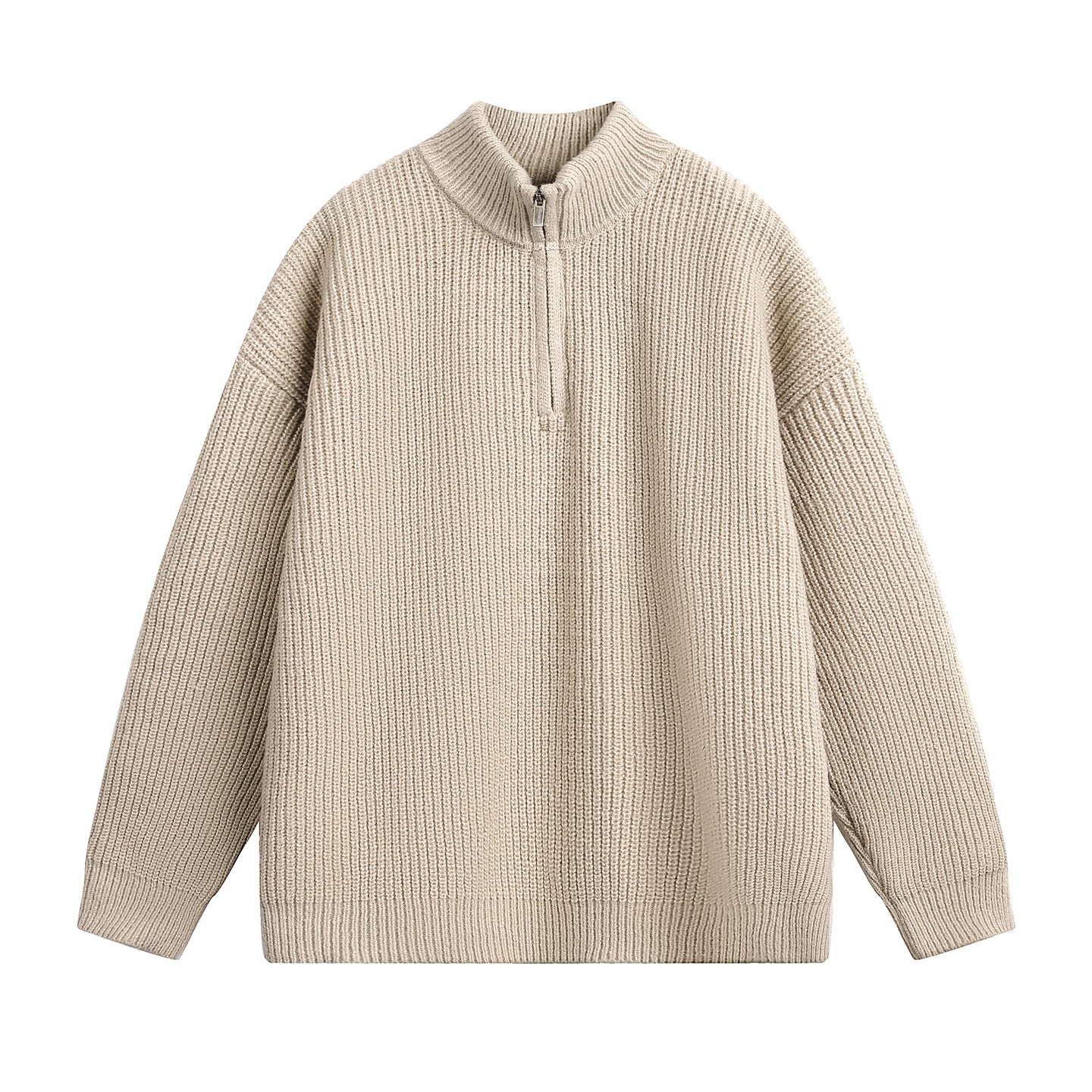 New FallWinter Mens Half-Neck Zip-Up Turtleneck Sweater