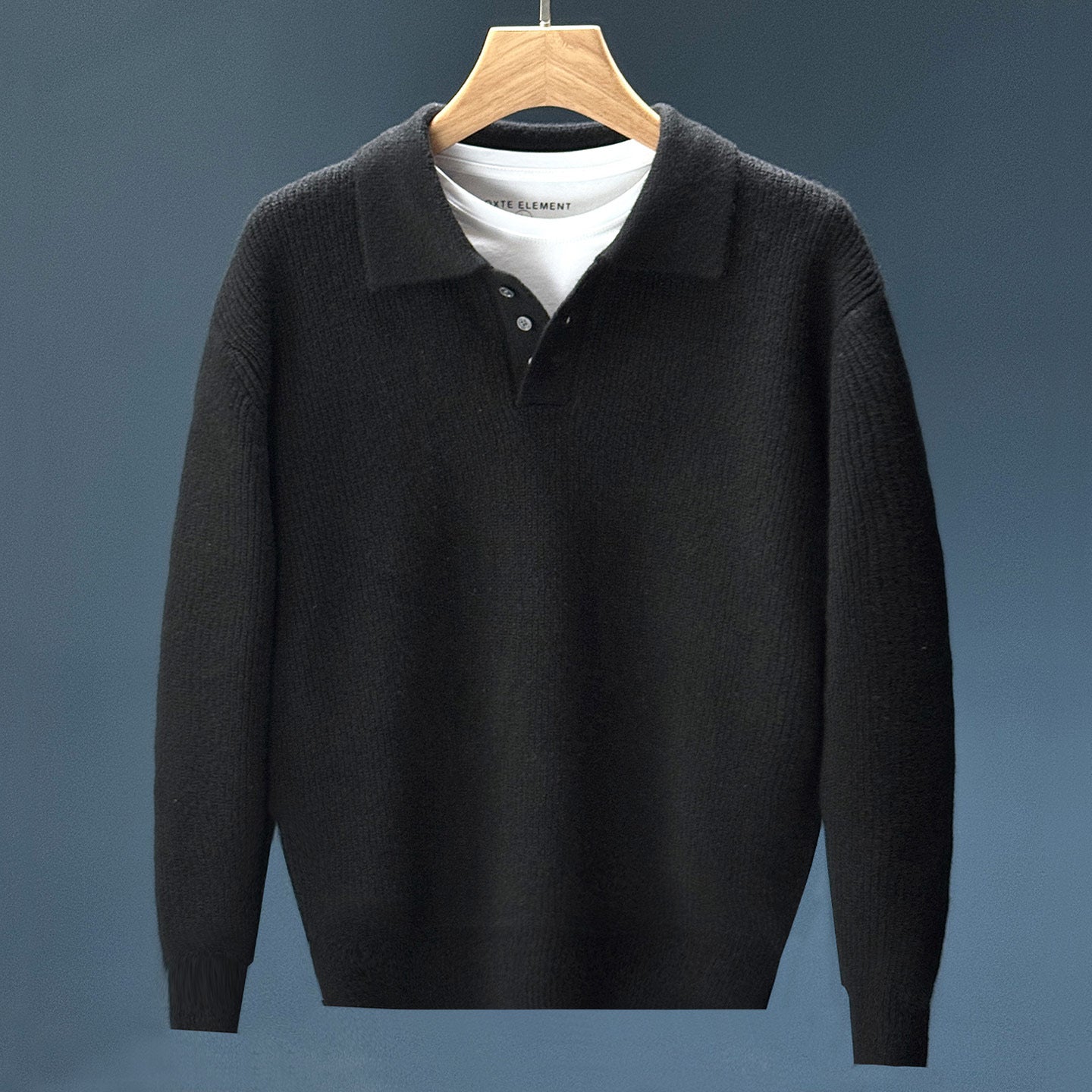 Mens Winter Retro Casual Knitted Solid-Color Sweater