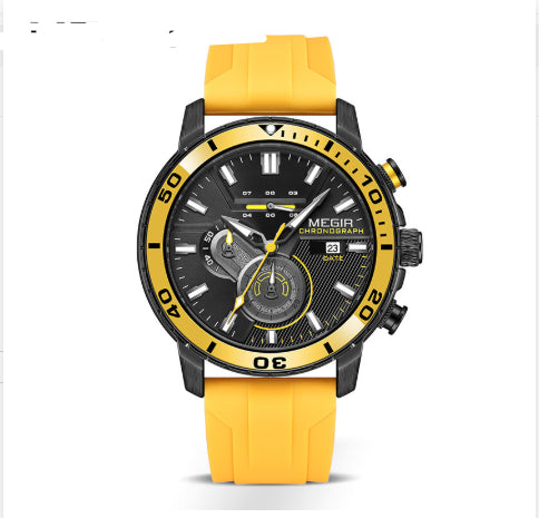 Megir Multifunctional Fashionable Chronograph Sports Silicone Strap Men's Watch