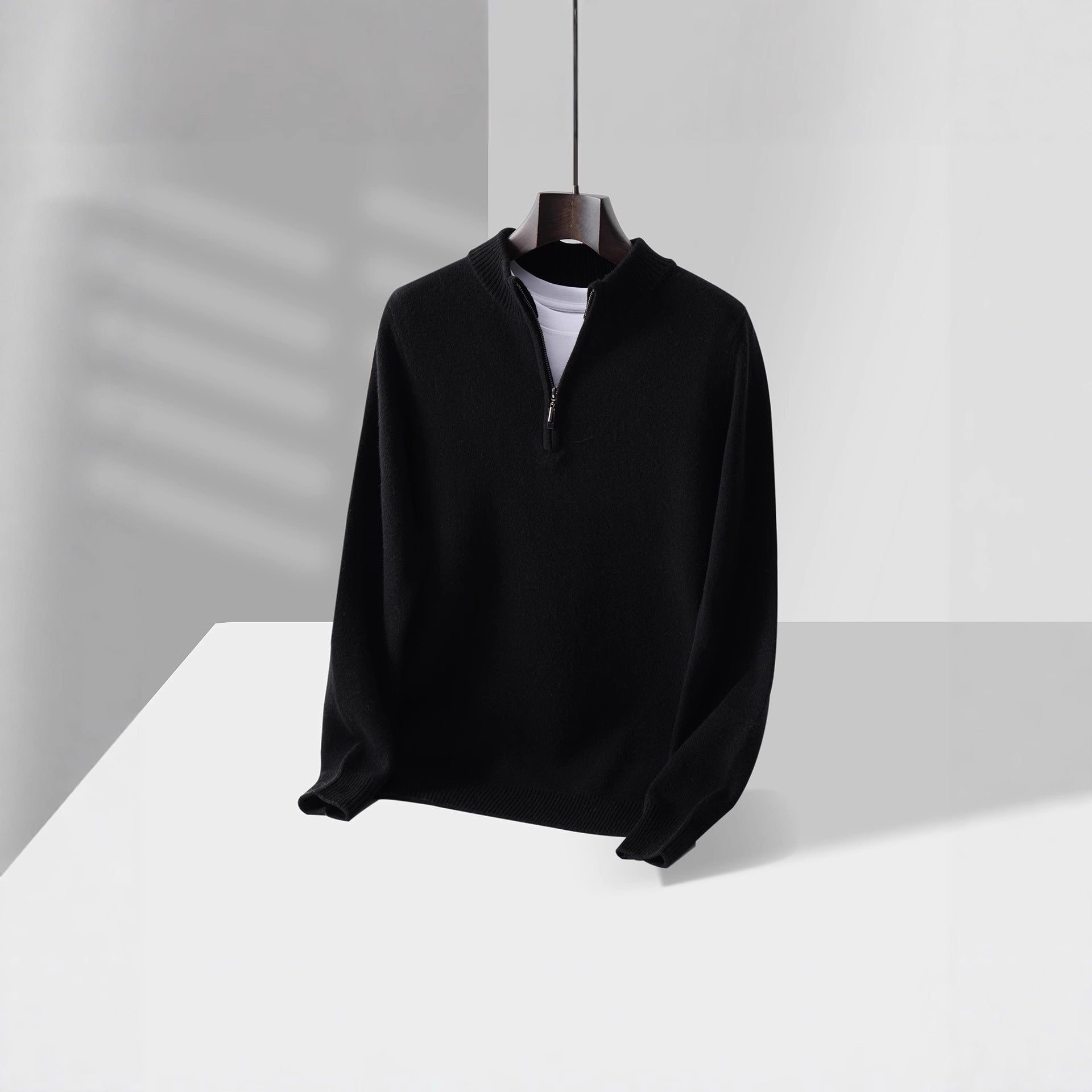 Mens Loose-Fit Half-Zip Turtleneck Thermal Sweater With Extra Padding