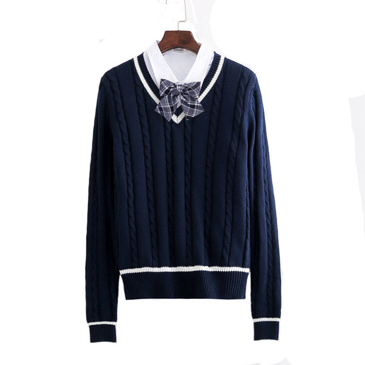 V-neck Pullover Long-sleeve Sweater For Men And Women