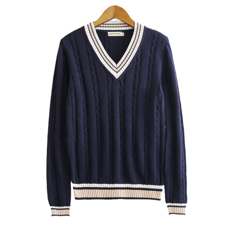 V-neck Pullover Long-sleeve Sweater For Men And Women