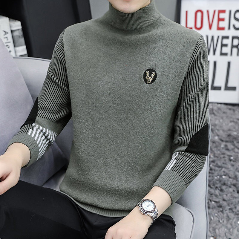 Mens Thickened Knitted Sweater With A Half-Height Neck