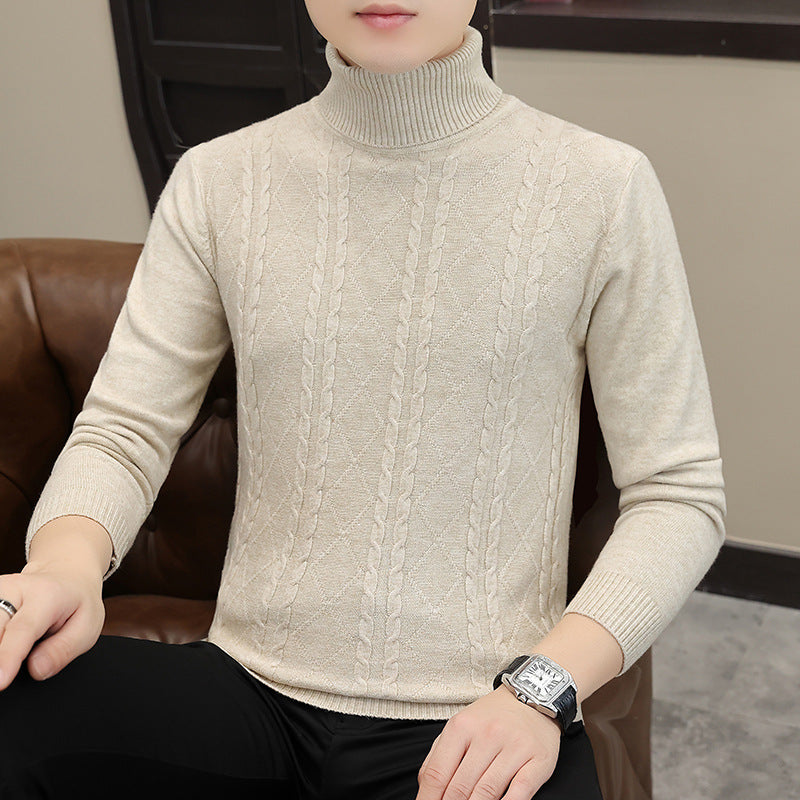 New Mens Turtleneck Sweater With A Twisted Cable Knit Design