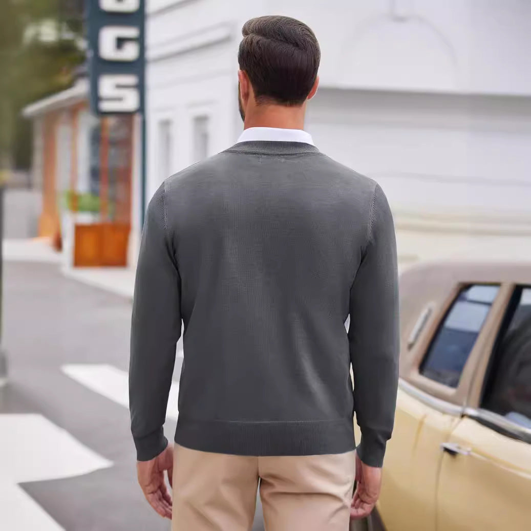 V-neck Knitted Sweater For Men Casual Warm And Perfect As A Base Layer