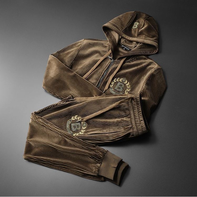 Mens Trendy Hooded Casual FallWinter Sweatshirt And Jogger Set