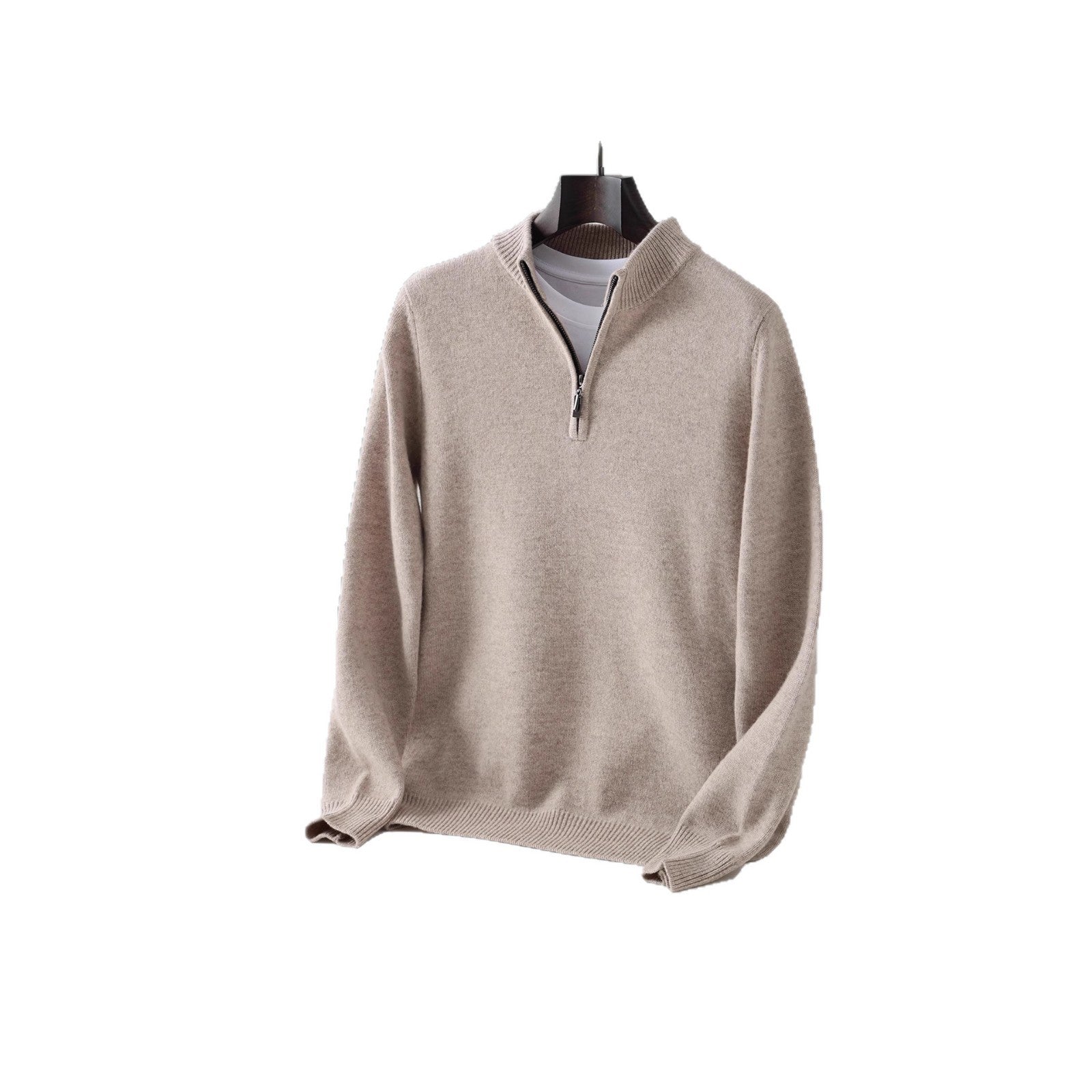 Mens Loose-Fit Half-Zip Turtleneck Thermal Sweater With Extra Padding