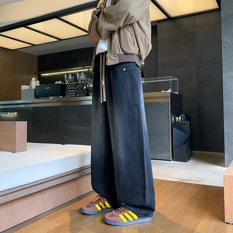 Flared Jeans Solid Color Plus Size Oversized Retro Version