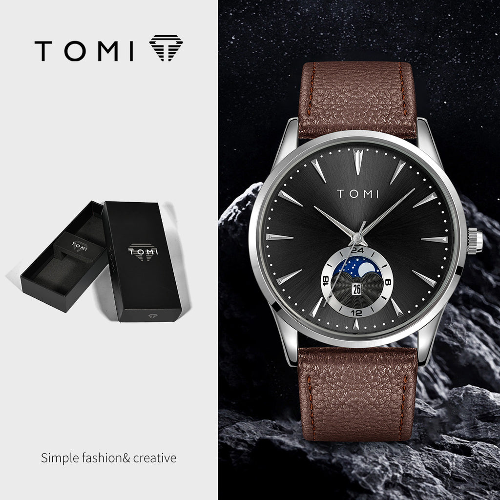 Korean-style Fashionable Round Watch For Men And Women, Simple And Casual