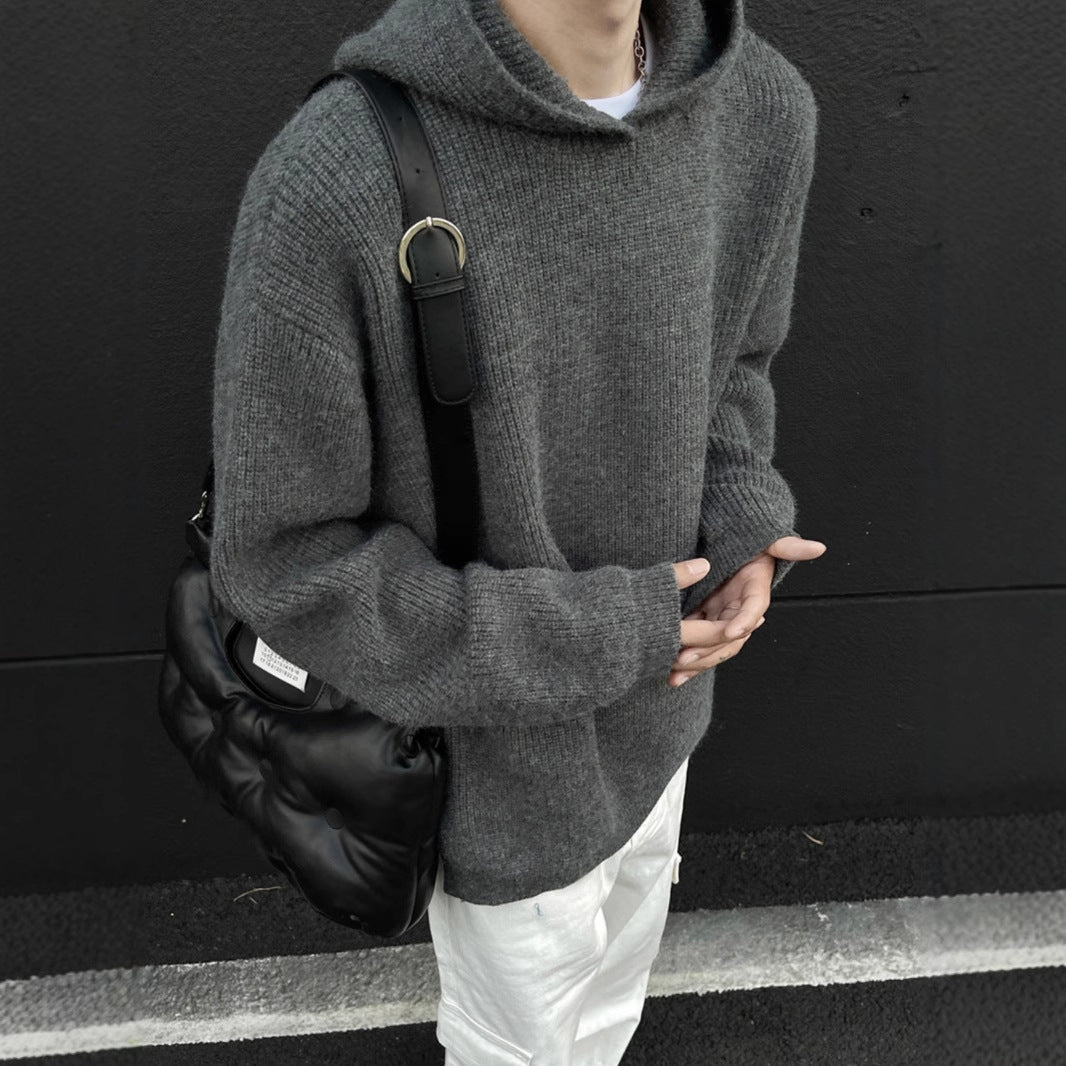 Laid-back Hooded Sweater For Men A Loose Casual Knit Top