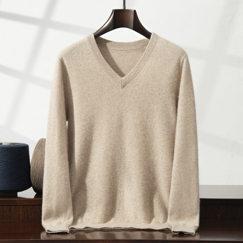 Mens Casual V-Neck Minimalist Knitted Sweater Top