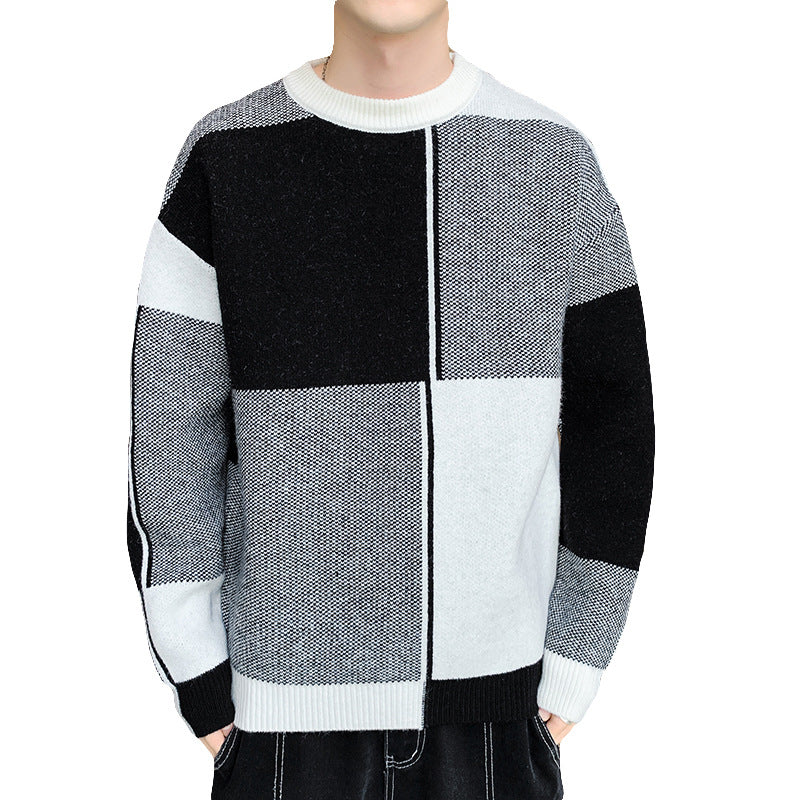 Men's Korean-style Trendy Crew-neck Sweater With Long Sleeves