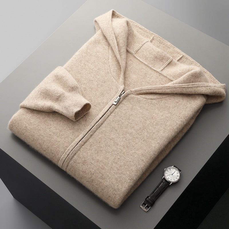 Thickened Casual Hooded Zip-up Cardigan Set