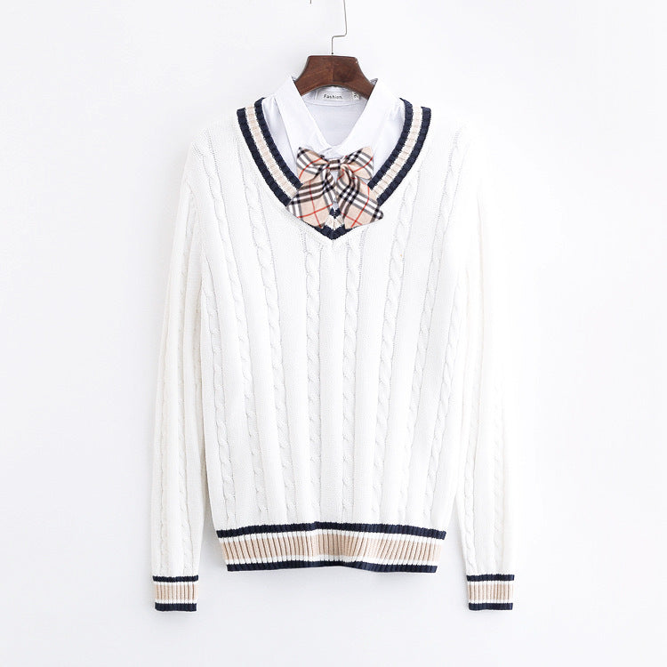 V-neck Pullover Long-sleeve Sweater For Men And Women