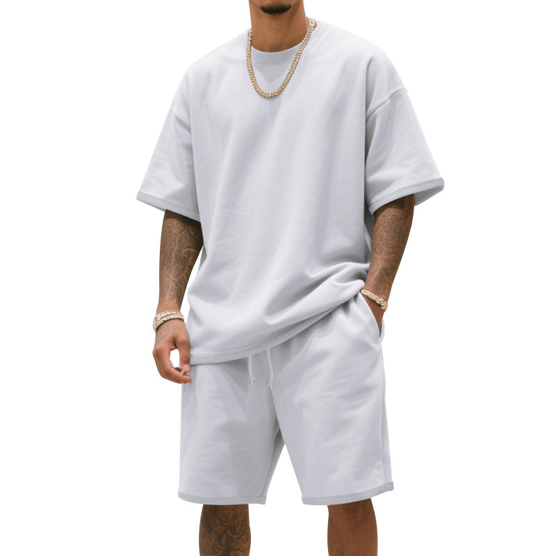 Mens Loose-Fit Summer Sports Short-Sleeve Suit
