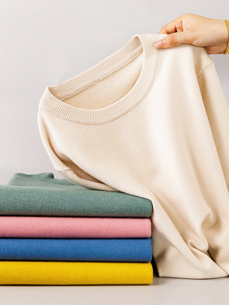 Mens Loose-fit Oversized Crew-neck Knit Sweater