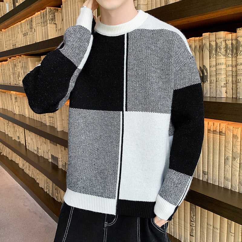 Men's Korean-style Trendy Crew-neck Sweater With Long Sleeves