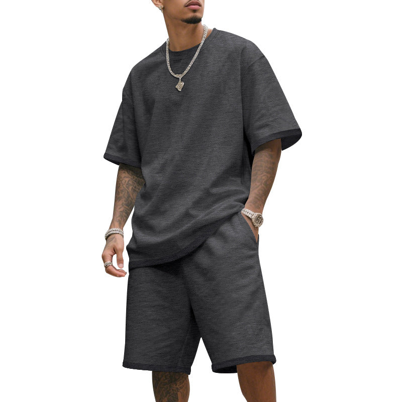 Mens Loose-Fit Summer Sports Short-Sleeve Suit