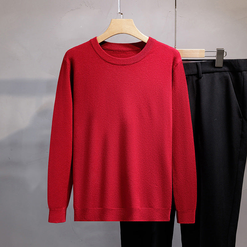 Mens Loose-fit Oversized Crew-neck Knit Sweater