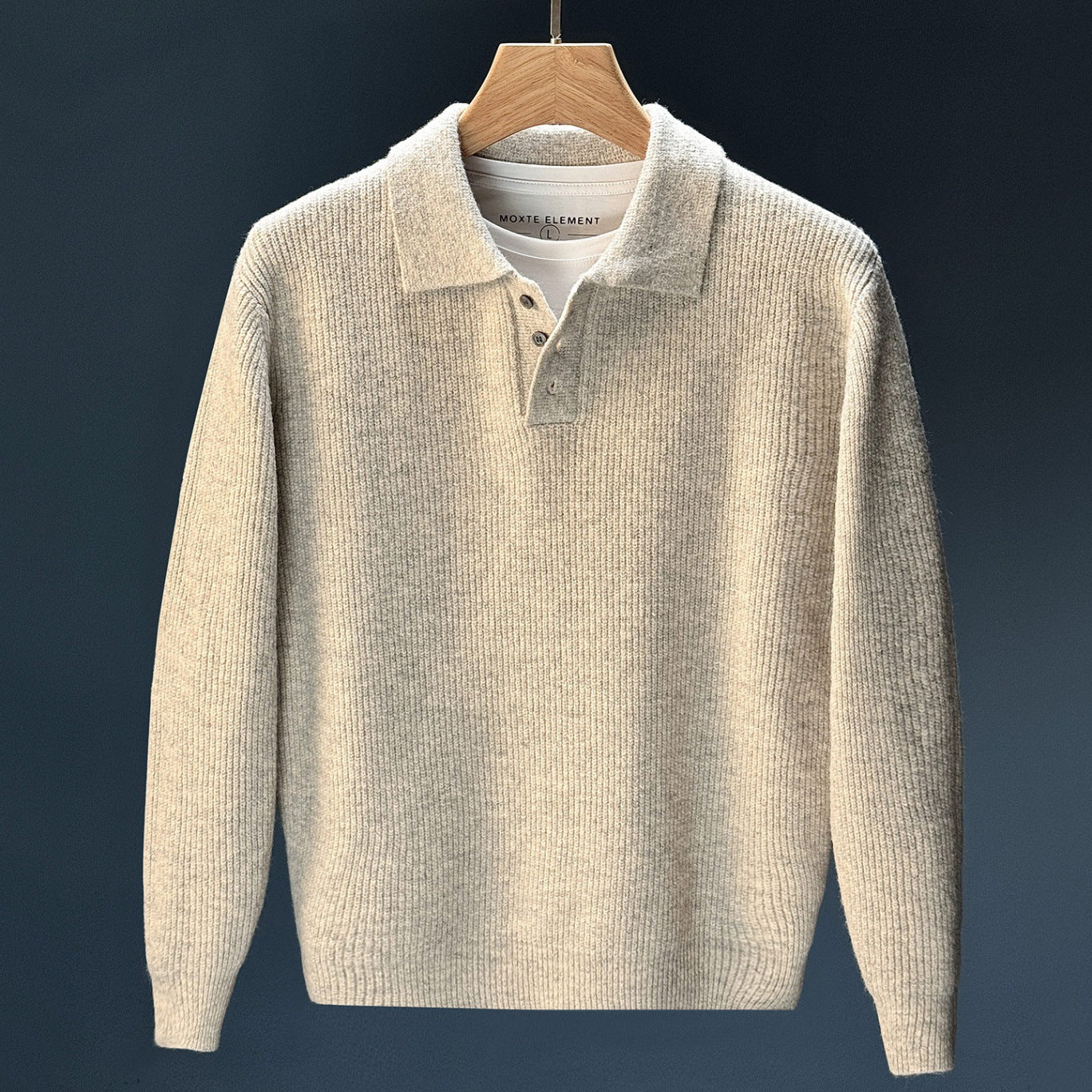 Mens Winter Retro Casual Knitted Solid-Color Sweater