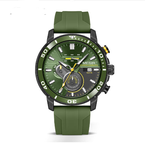 Megir Multifunctional Fashionable Chronograph Sports Silicone Strap Men's Watch