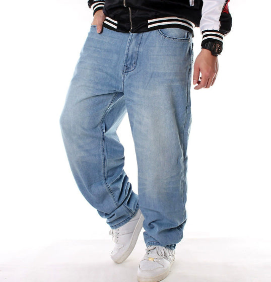 European And American Hip-hop Jeans Men's Casual Loose Pants Plus Size