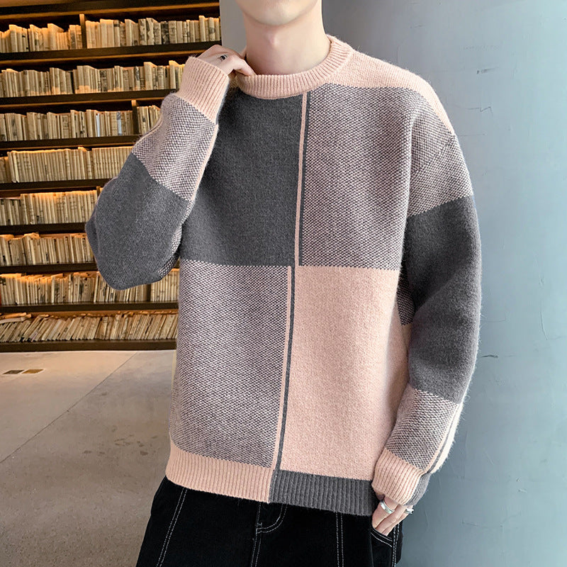 Men's Korean-style Trendy Crew-neck Sweater With Long Sleeves