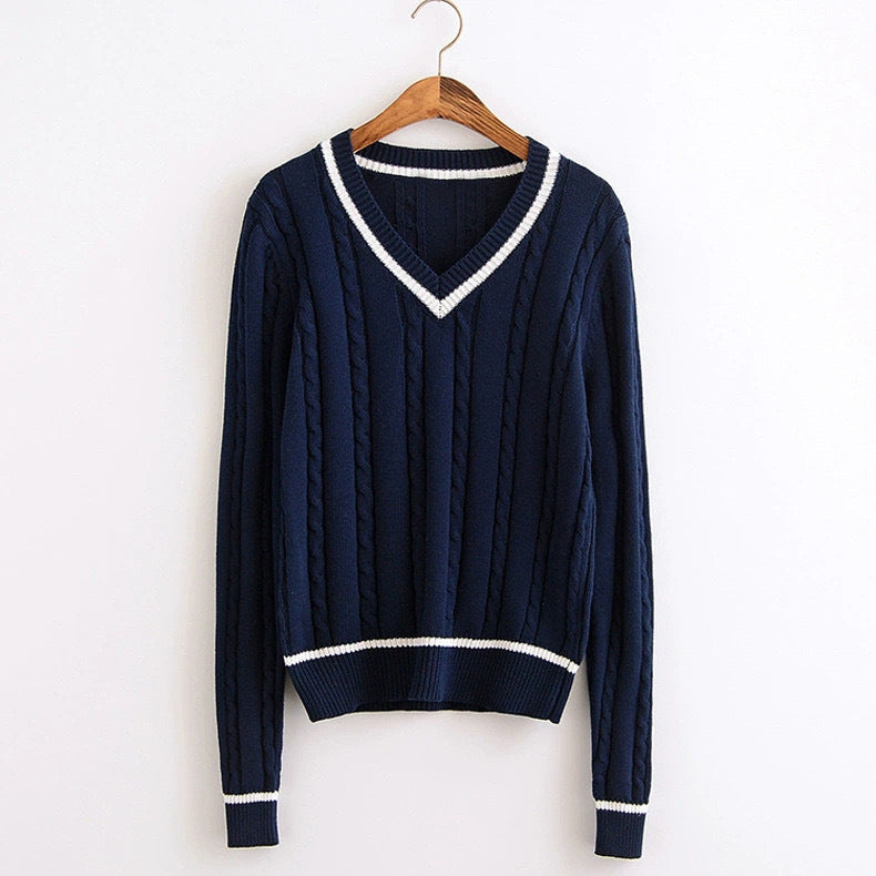 V-neck Pullover Long-sleeve Sweater For Men And Women