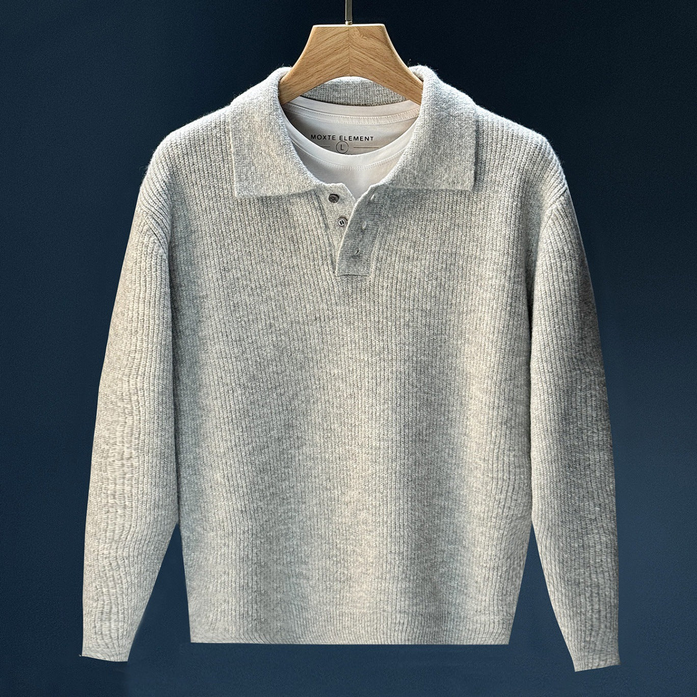 Mens Winter Retro Casual Knitted Solid-Color Sweater