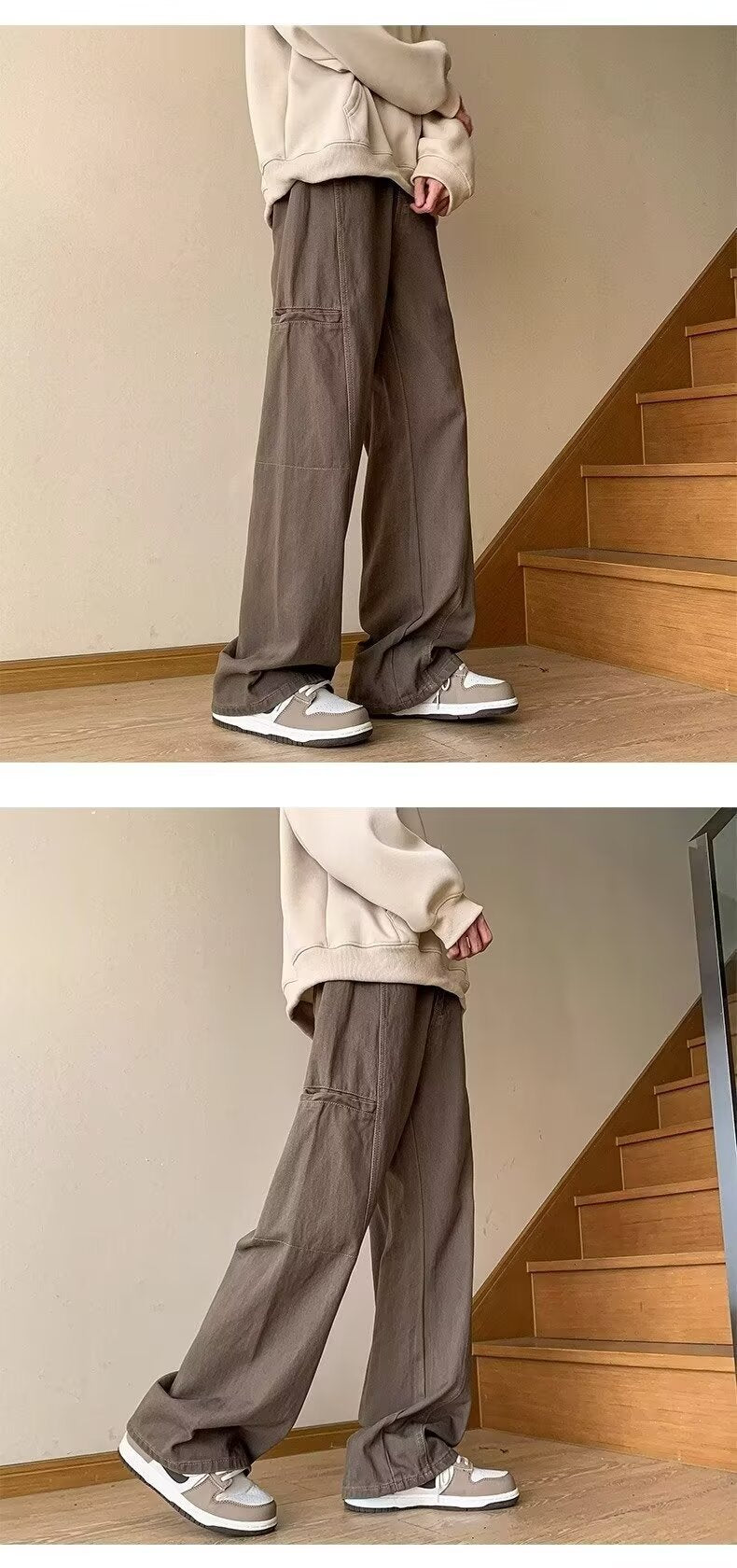 Retro High-street Dark Blue Workwear Denim Jeans