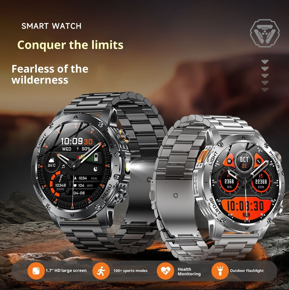 Smart Watch Super Large Battery 1000 MA Full HD Screen Outdoor Men's Sports Double Strap
