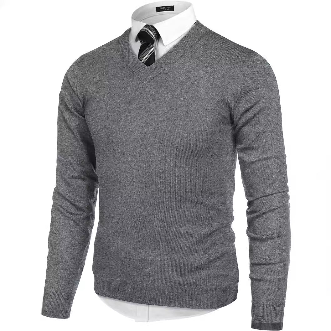 V-neck Knitted Sweater For Men Casual Warm And Perfect As A Base Layer