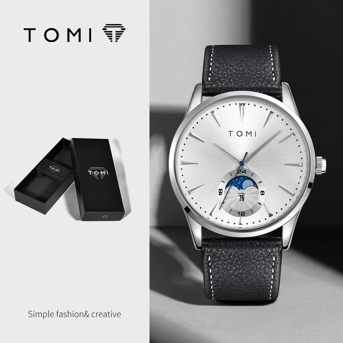 Korean-style Fashionable Round Watch For Men And Women, Simple And Casual