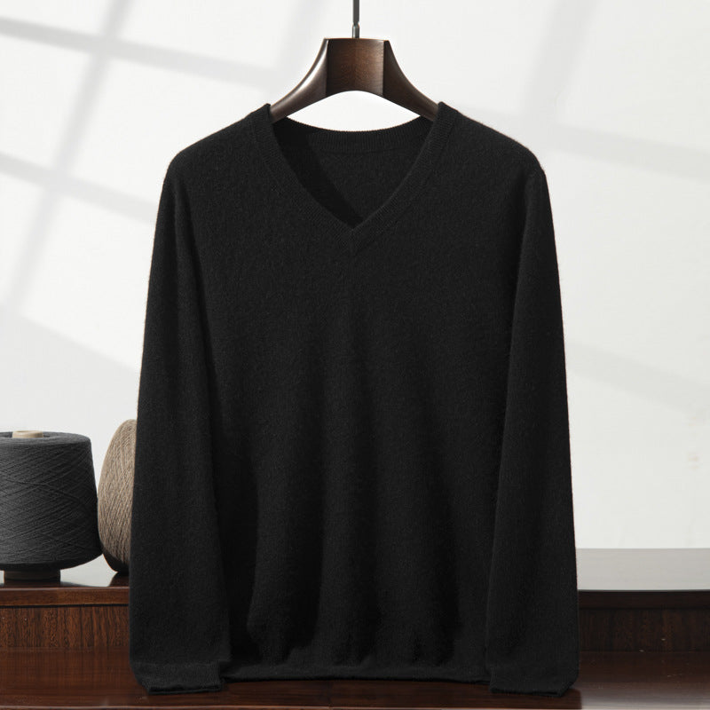 Mens Casual V-Neck Minimalist Knitted Sweater Top