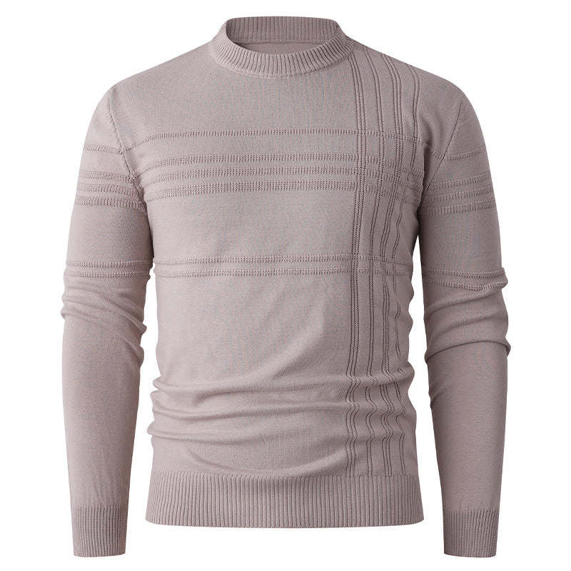 Mens Stylish Crew-neck Pullover Knit Sweater