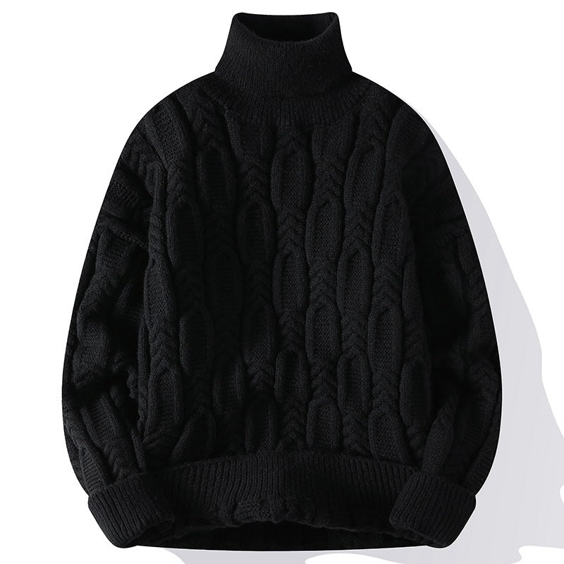 Mens Autumnwinter Turtleneck Cable-knit Sweater With A Casual Fit And Exceptional Warmth
