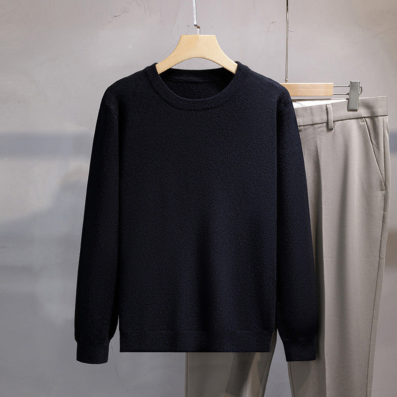 Mens Loose-fit Oversized Crew-neck Knit Sweater